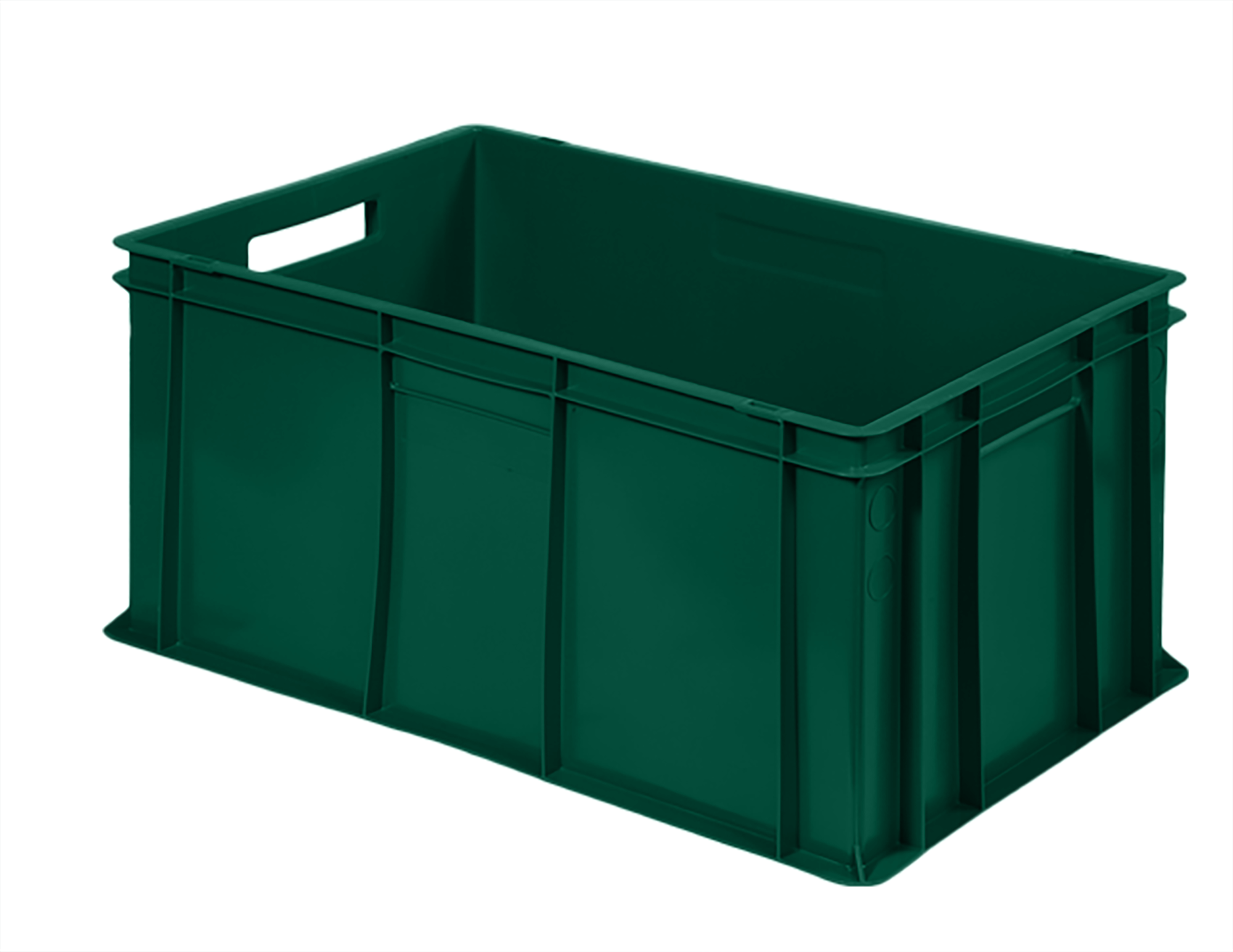 Green plastic storage bin